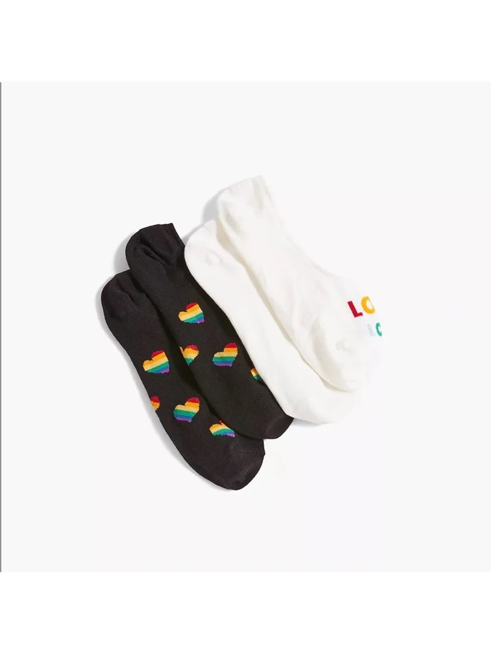 No-Show Sock Set with Rainbow Heart and LOVE Motif - Women